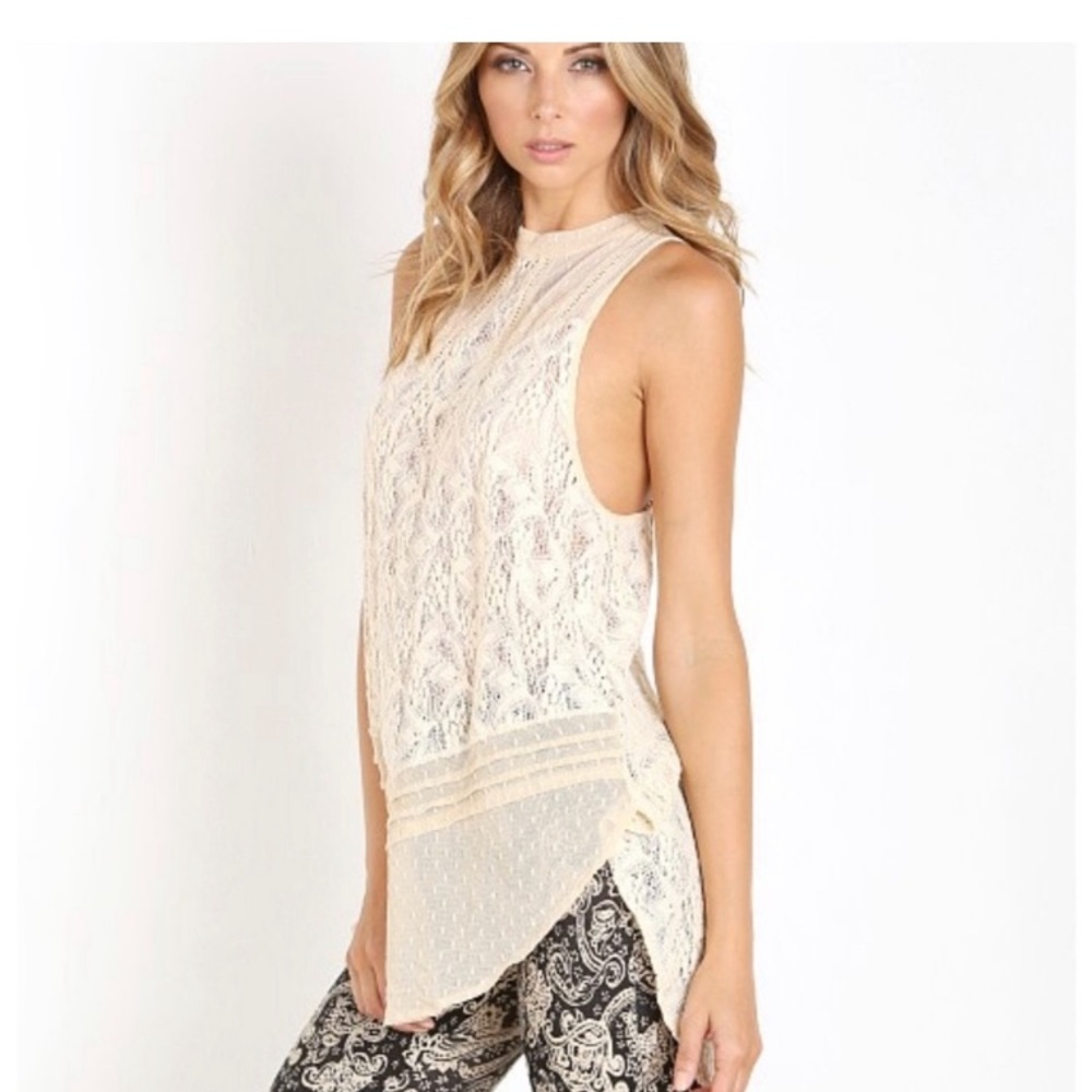 Free People  lace cream top